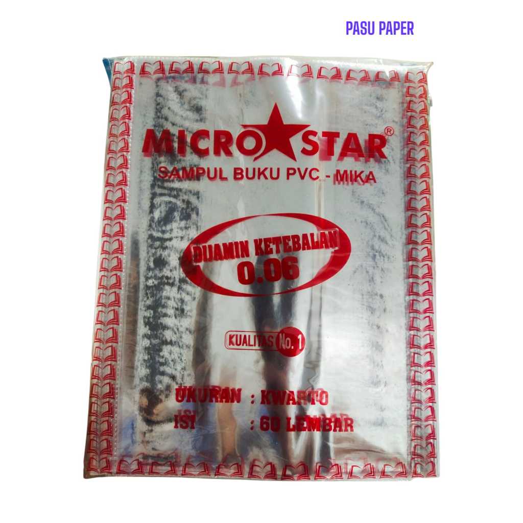 

(10 Lembar) Sampul Buku Plastik Mika Kwarto Untuk Buku Sidu /Sampul Buku Tulis Mika PVC Merk Micro Star Tebal Bagus Stationery