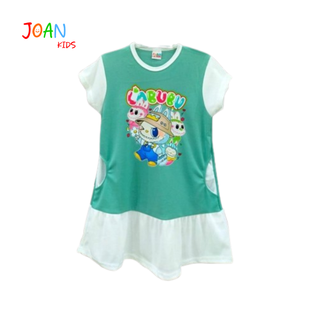 Pakaian anak perempuan baju daster anak perempuan usia 3-8 tahun motif animasi Labubu v.4