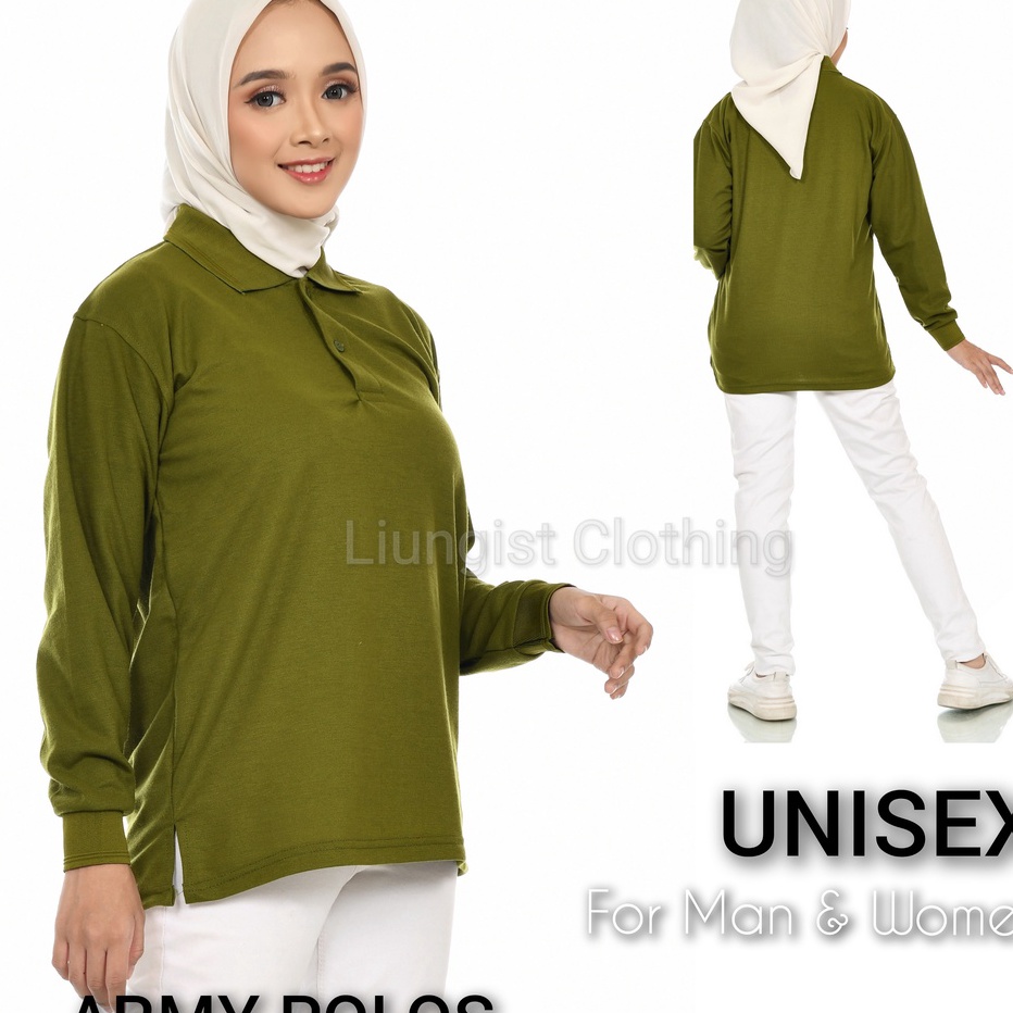 Kaos Polo Panjang Unisex Army Polos  Kaos Kerah  Poloshirt  Polo Shirt Panjang