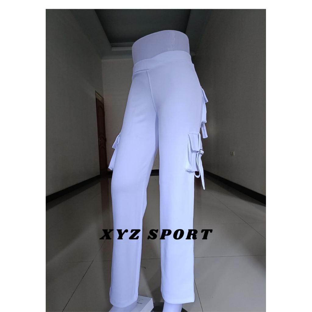 celana senam kargo wanita warna putih/celana senam kargo PDL