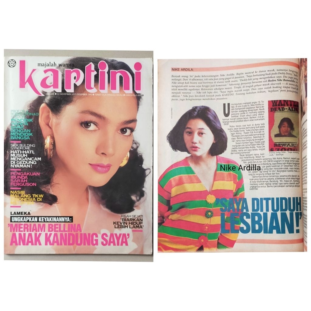 Majalah Kartini 22 November 1993 : Cover Ida Iasha + artikel profil Nike Ardilla + Iklan Lux Beauty
