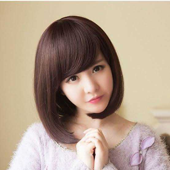 DYR Wig TEBAL Rambut Wig Poni Pendek Lurus Wanita Korean Version Wig Bob DEWASA Short Hair Women Ber