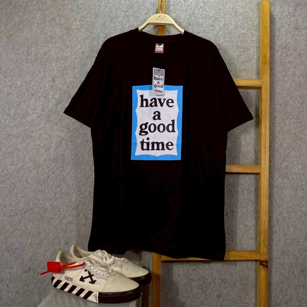 KAOS T-SHIRT HAVE A GOOD TIME LOGO BIRU HITAM