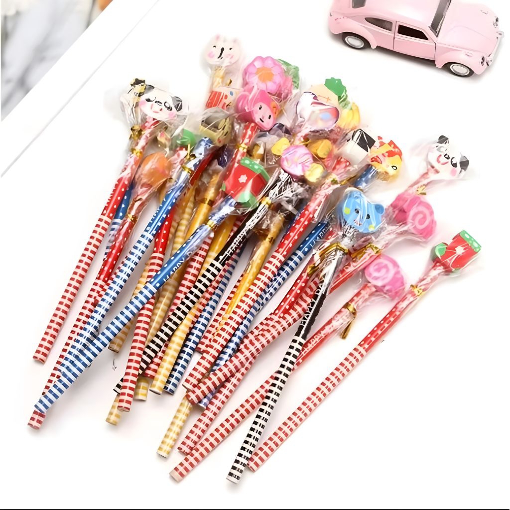 

Pensil Karakter Kartun Cute Motif Garis Polkadot Pensil Karakter Penghapus Pensil Lucu Ada Penghapus 3D Pensil Fancy Keren.
