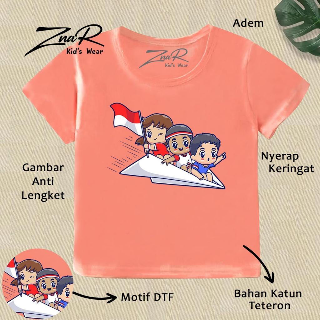 Znar Baju Kaos Anak Anak Gambar Kartun Lucu Edisi Kemerdekaan S,M,L,XL,XXL,3XL