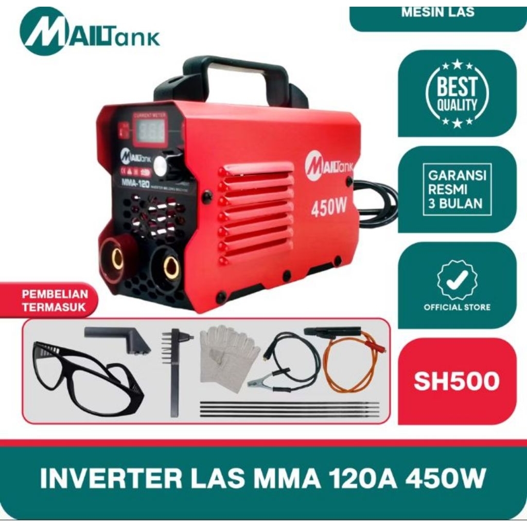 Mailtank SH500 mesin las 450 Watt MAILTANK Inverter Welding Machine Travo Las MMA-120A Mesin Trafo L