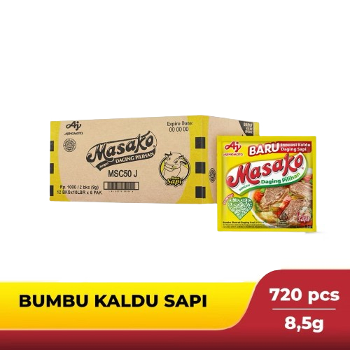 

Masako® Bumbu Kaldu Sapi Penyedap Rasa 8.5g 1 Karton (60 Renteng x 12 pcs)