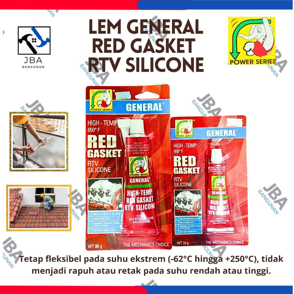 Lem Silikon Merah Gasket 32g ,80g /Lem General Red Gasket RTV Silicone/Lem merah silikon