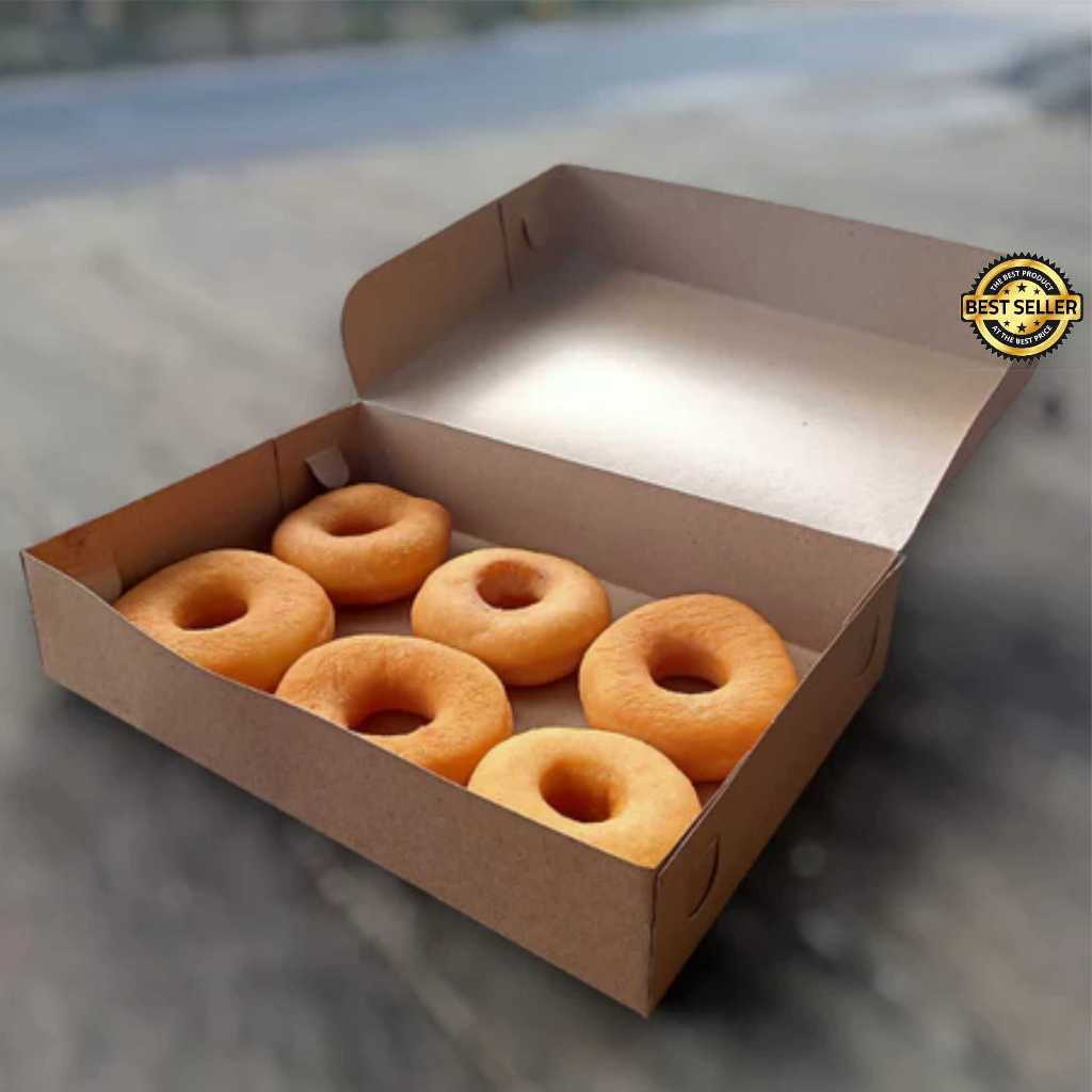 

Box Kotak Donat Kraft Polos Isi 6 / Dus Kue Roti Bomboloni / Dus Box Donat isi 6 Kraft Laminasi Kemasan Donuts