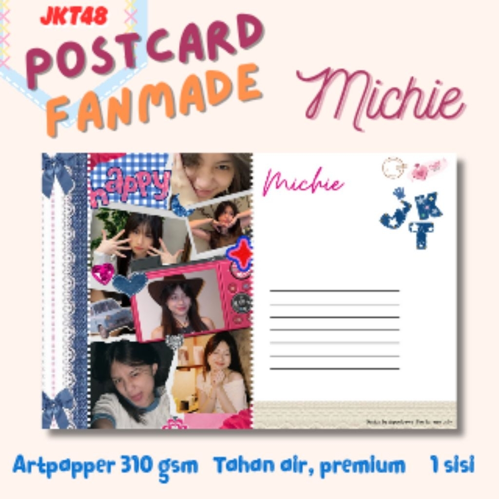 

Postcard Kartu Ucapan Fanmade JKT48 - MICHIE Series Koleksi Edisi Spesial – Doff Finish 310gsm