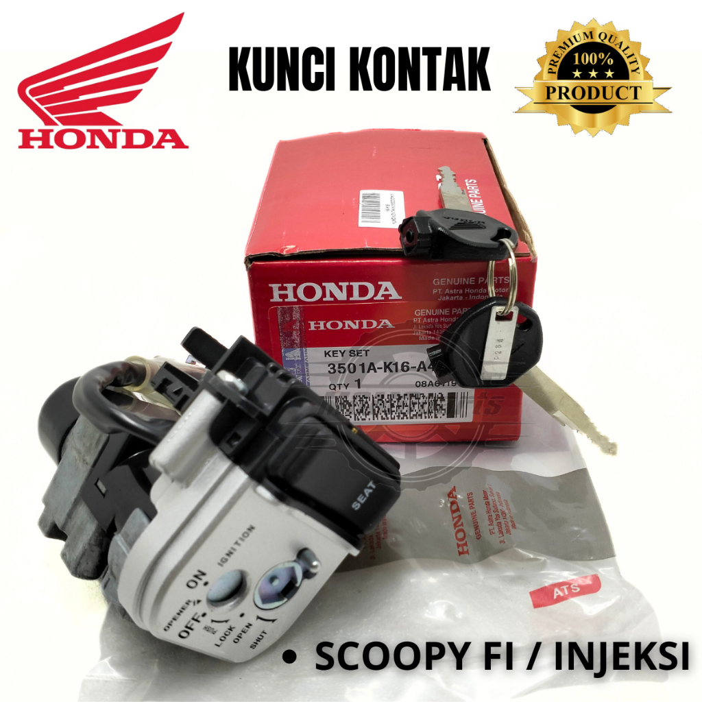 ORIGINAL KUNCI KONTAK ASSY SET PLUS TOMBOL JOK HONDA SCOOPY FI STATER KASAR KUALITAS ASLI AHM ORI KE