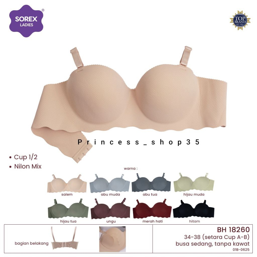 Bra Sorex 18260 Tanpa Kawat Push Up Cup A-B Busa Sedang BH Seamless Push Up