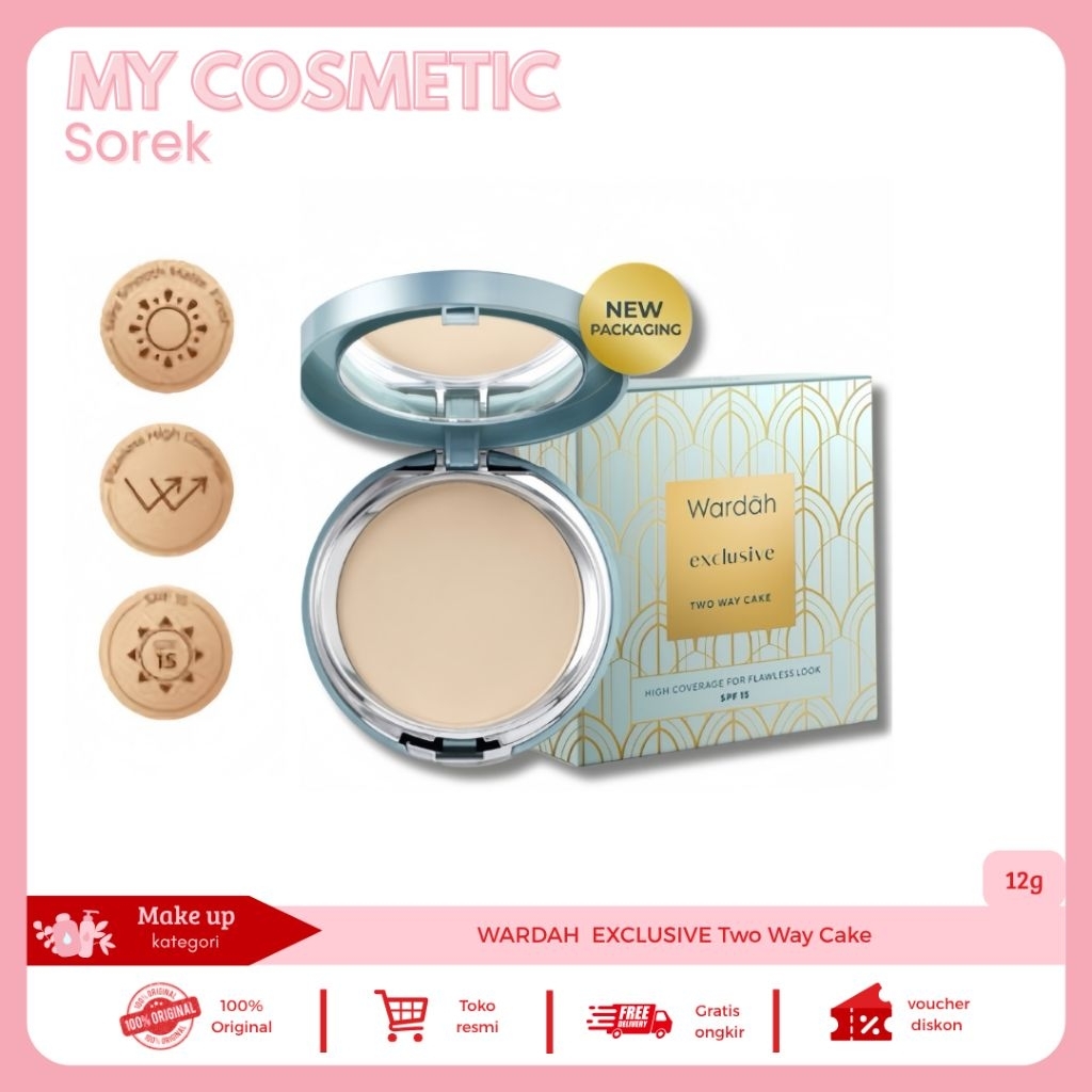 [100% ORI ] WARDAH EXCLUSIVE Two Way Cake - Long Lasting - full - refill - Bedak padat