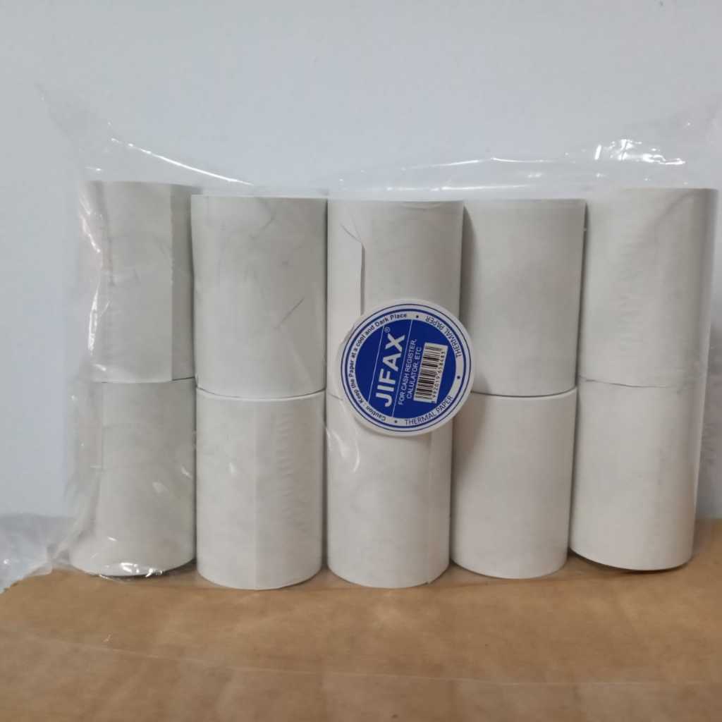 

Jifax Thermal Paper 57mm x 40mm Coreless isi 10 roll Hasil Cetak Hitam