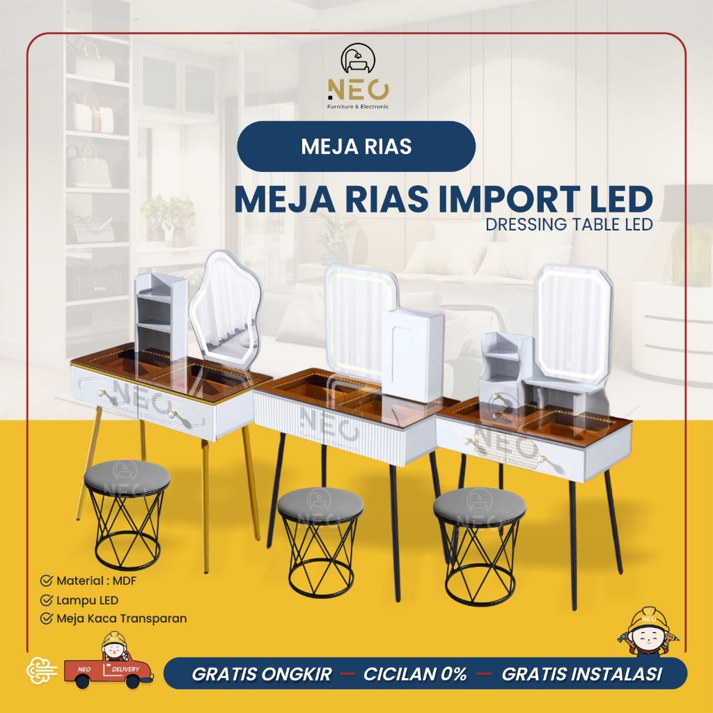 NEO - MEJA RIAS IMPORT LED  TOP TABLE MARMER DRESSING TABLE MEJA RIAS LED MINIMALIS  MEJA RIAS AESTH