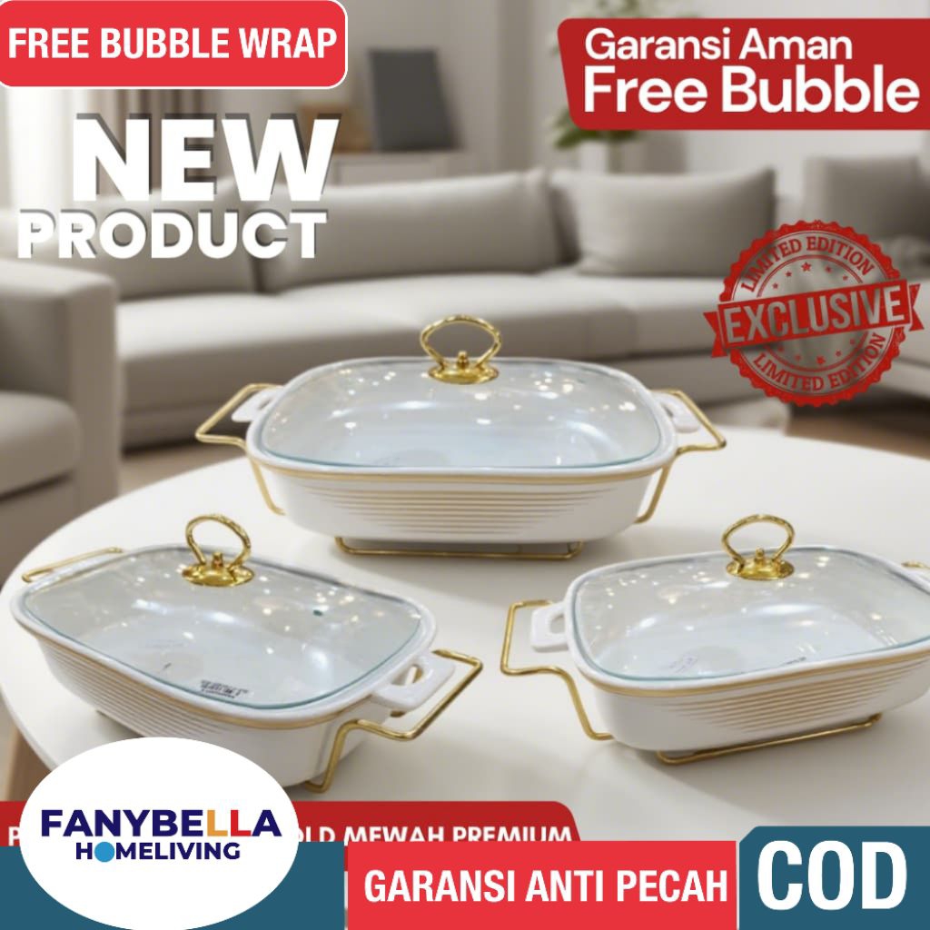 KERAMIK DAPUR PRASMANAN OVAL PUTIH GARIS GOLD MEWAH