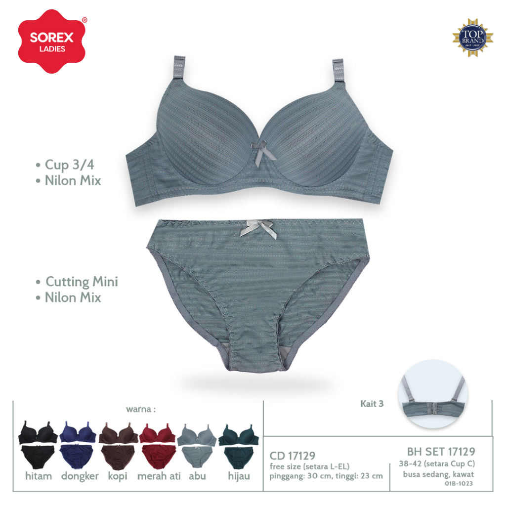 Sorex Bra Set Kawat Kait 3 Setara Cup C + CD Cutting Mini BH Set 17129