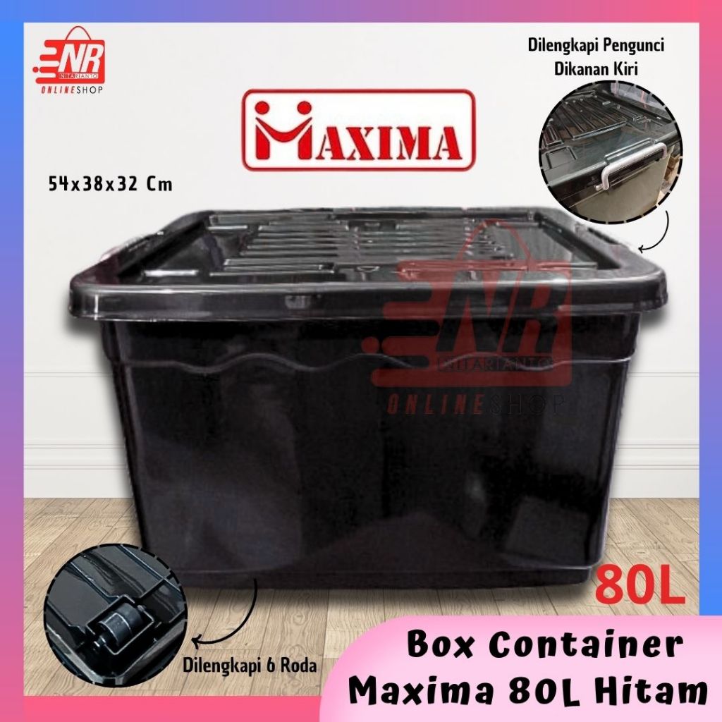 Box Container Maxima Hitam 80L - Container Box - Box Plastik - Box Pakaian - Box Mainan - Box Plasti