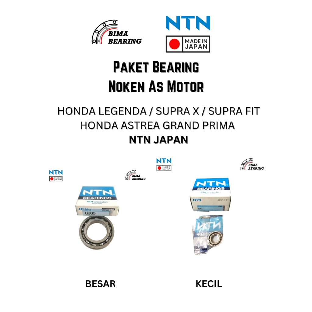Paket Bearing Noken As Legenda Supra X Fit Astrea Grand Prima Ntn JAPAN Camshaft Besar Kecil Set Ori