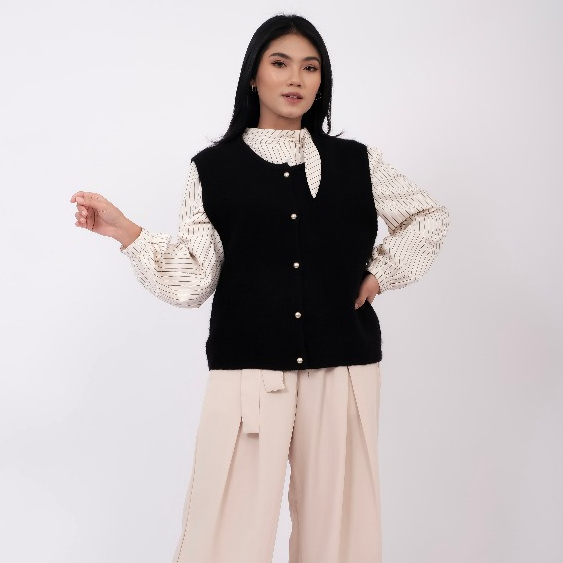 SET VEST SENNA - VEST BLOUSE WANITA - BLOUSE WANITA ONE SET VEST - VEST KNIT