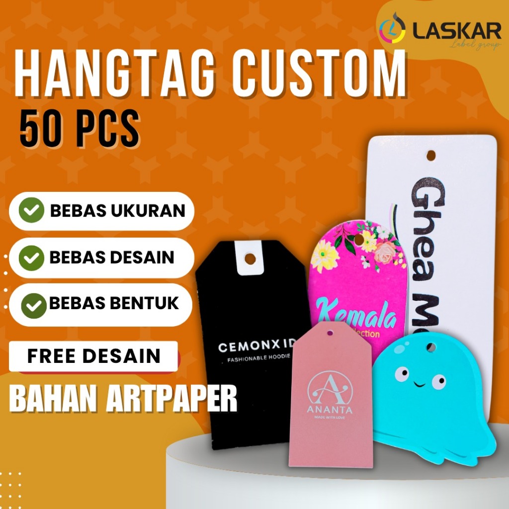 

hangat custom 50pcs habgtag pakaian tag ucapan price tag hsngtag nama hangtag brand