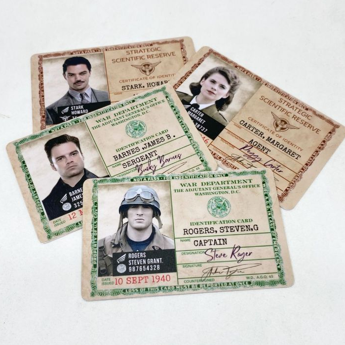 

The First Avenger ID Card (Steve Rogers, Bucky Barnes, Peggy, Howard Stark)