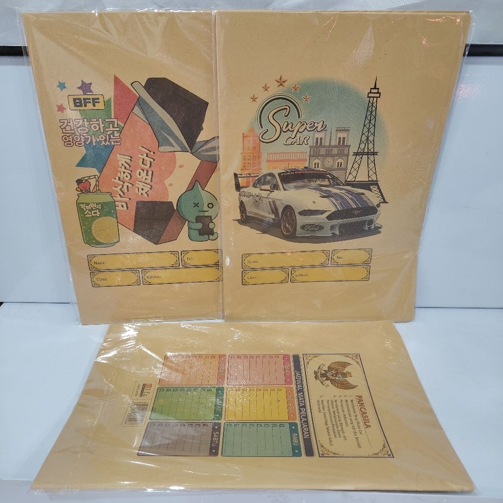 

1Pak/20 Lembar Sampul Buku Fancy Motif Boxy Campus