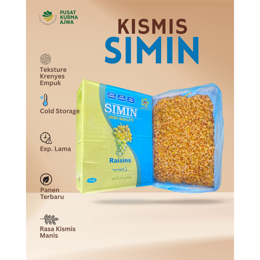 

Kismis Simin Manis 10kg - Raisin Premium Iran | Rasa Manis, Krenyes & Empuk