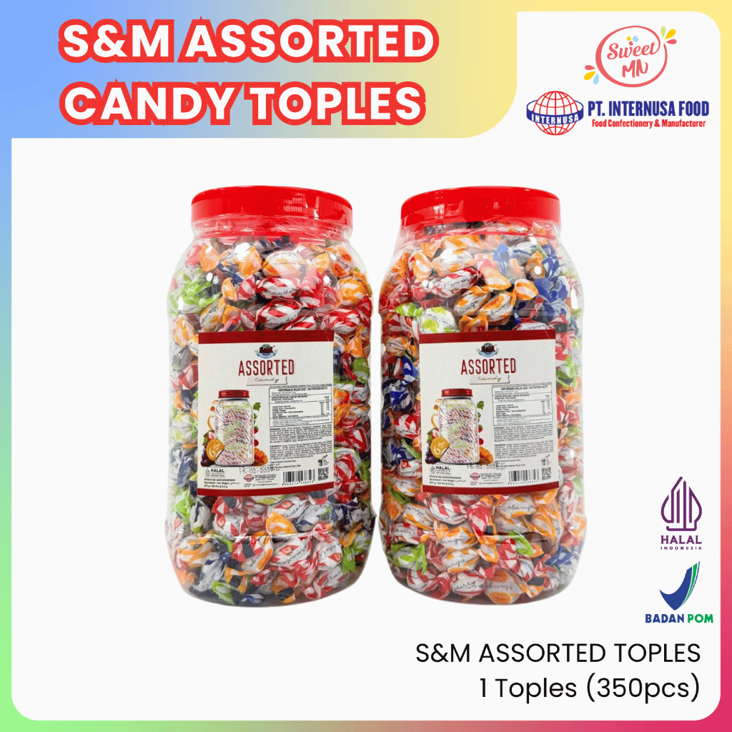 

Permen S&M Assorted Candy Toples. 1 Toples (350 pcs)