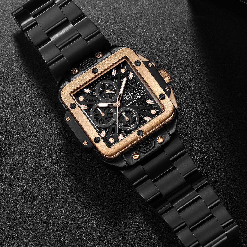 Big Sale  Jam Tangan Pria Evans Jayden 9561 Stainless Stell Crono Aktif Kaca Sapphire Water Resistan