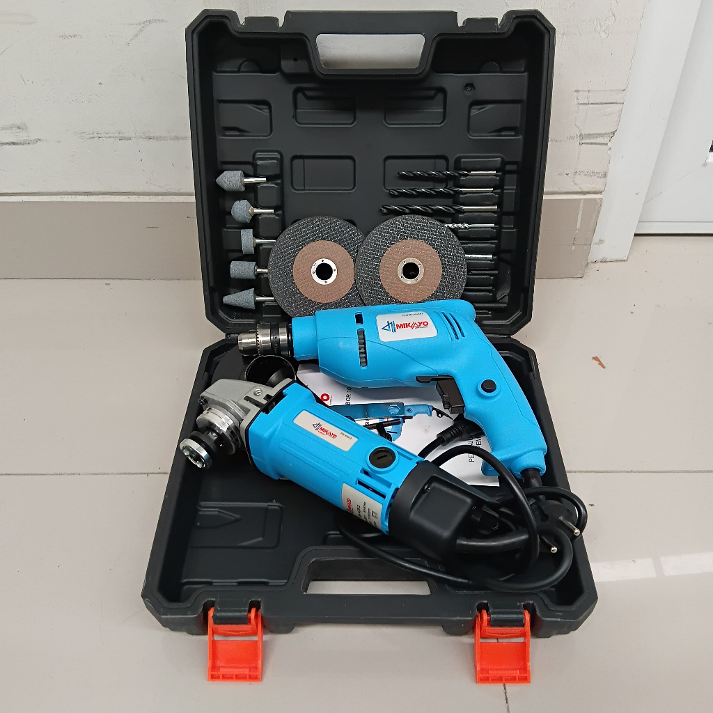 FREE KOPER Biru MAKITA Paket 2 Item Gerinda + Bor 10mm Variable Speed / Gerinda Tangan 4Inch