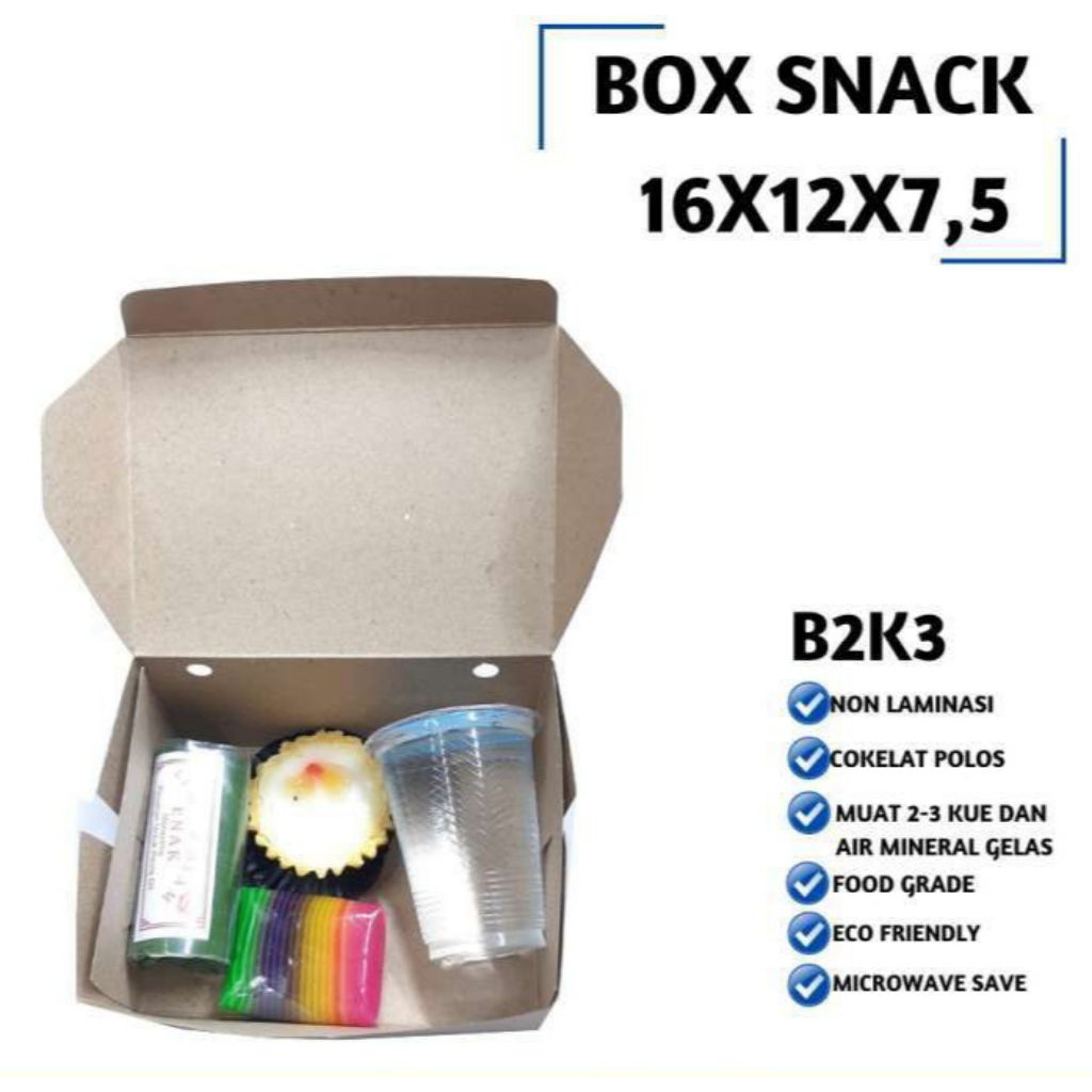 

Dus Snack Kraft / Box Snack Coklat Non Laminasi 16x12x7,5 cm Isi 100pcs / pack