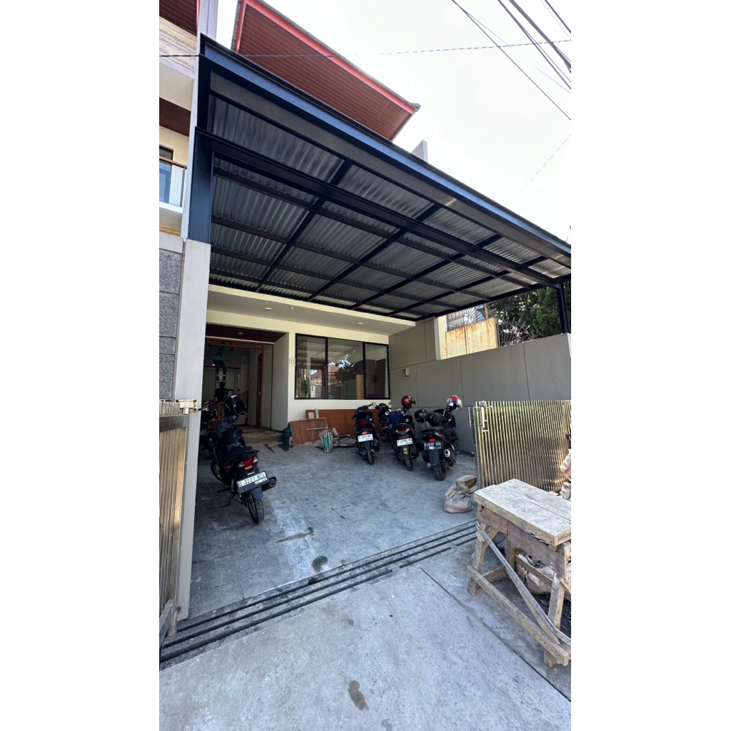 Kanopi hollow besi + atap spandek minimalis