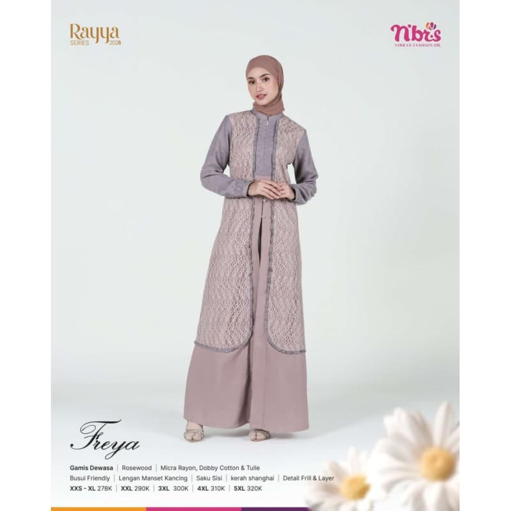 NIBRAS GAMIS PREMIUM BAHAN COTTON DOBBY - FREYA GAMIS