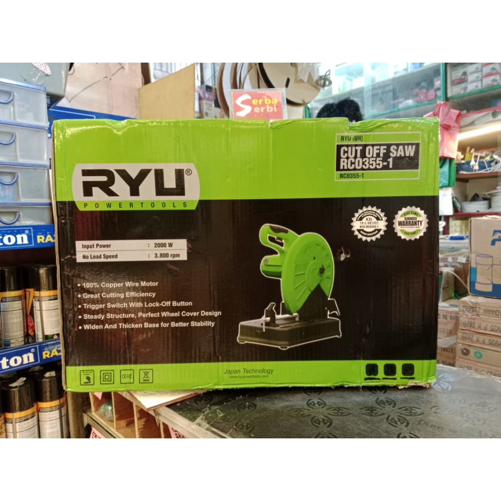 *RCO 355-1 RYU*Mesin potong duduk besi/kayu plat cut off 14"