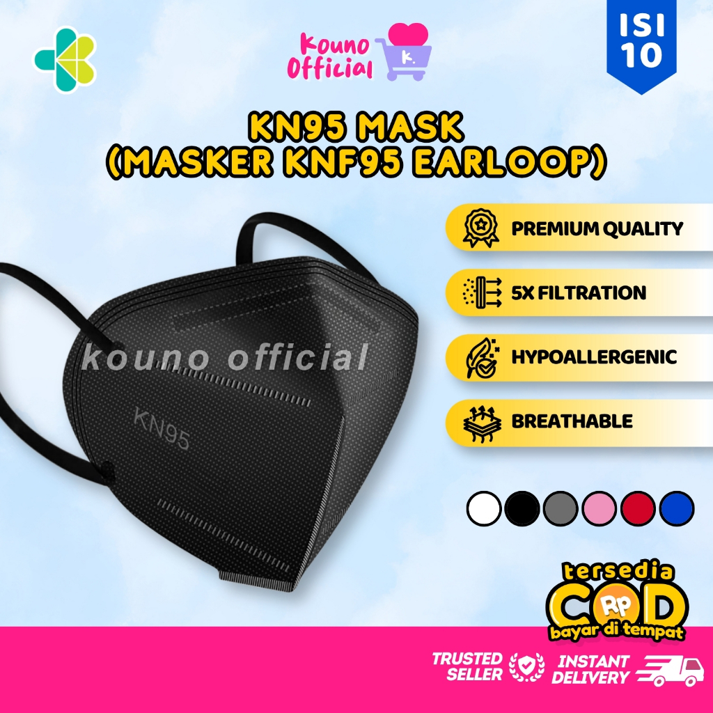 ✅COD MASKER KN95 MASK 4 PLY / 4 LAPIS ISI 10 PCS MASKER IMPORT WARNA HITAM - PUTIH - ABU-ABU - BIRU 