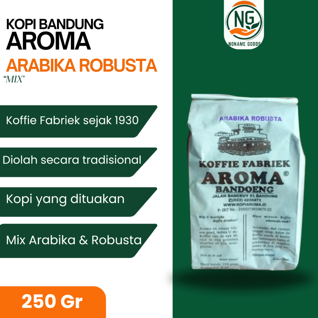 

KOPI AROMA BANDUNG MIX ARABIKA ROBUSTA 250 GR GILING HALUS