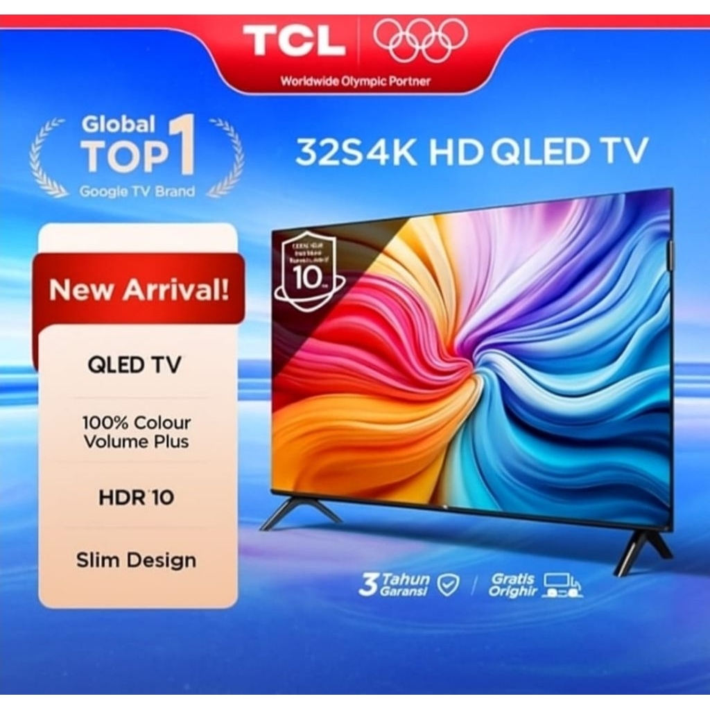 TCL.32S4K LED TV 32 inch QLED Smart Google HD TV