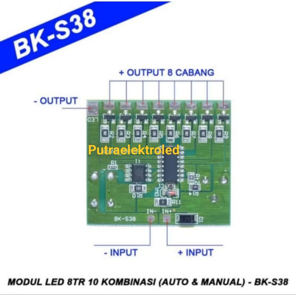 Modul Running S38 10 Kombinasi Otomatis dan Manual DC 12V/24V / Modul Running BK-S38 10 Kombinasi