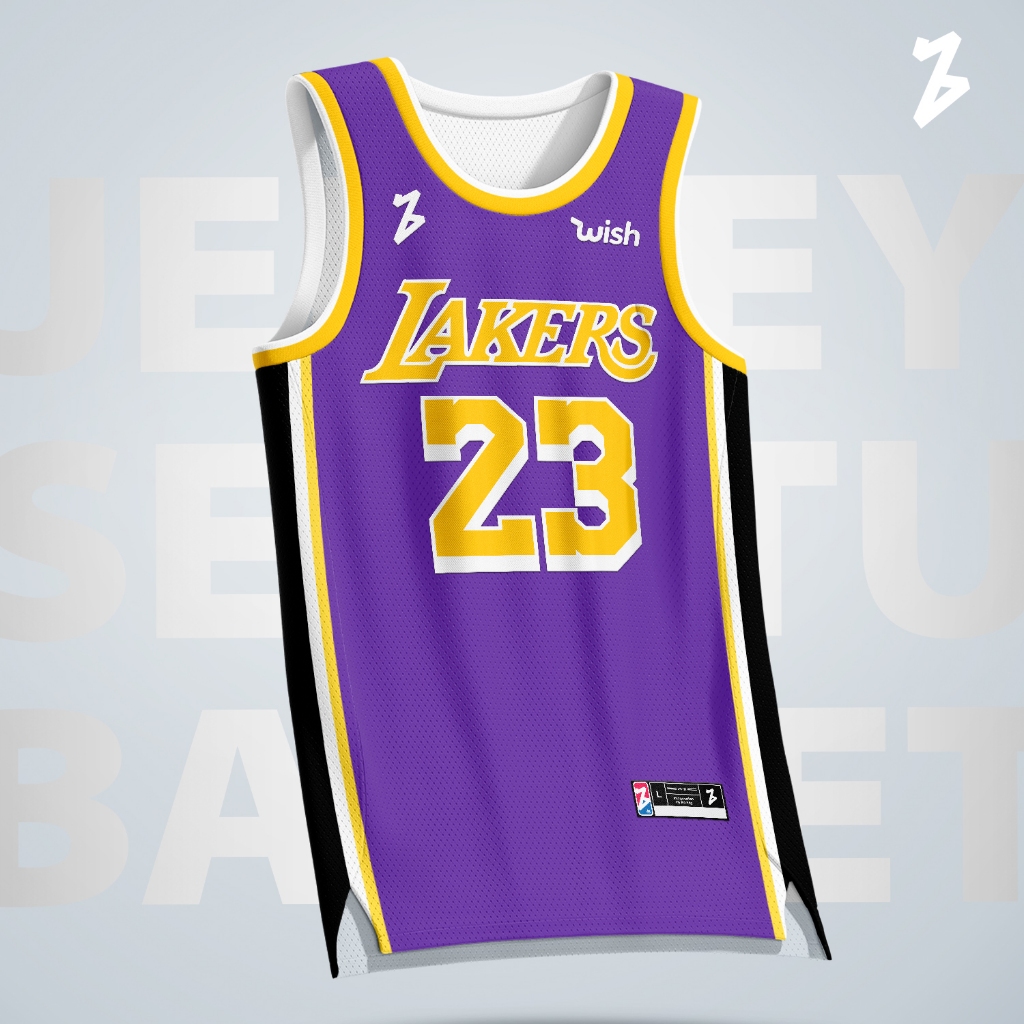 Jersey Basket Lebron James Lakers #23 UNGU Purple - Swingman Baju Kaos  Atasan