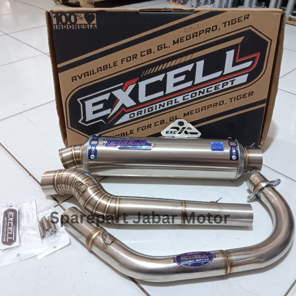 Knalpot Racing/Knalpot dor/Racing Muffler merk Excell model Bulat bass ulem CB GL MP