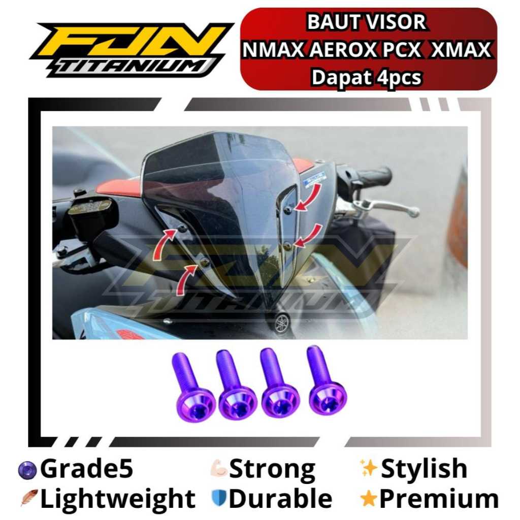Baut titanium Visor Windshield Nmax Xmax Lexi Probolt Titanium Vietnam Harga 4pc