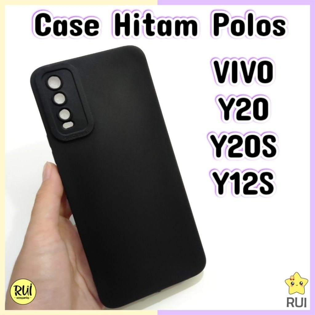 Case Hitam Vivo Y20 / Y20S / Y12S Black Matte Softcase Polos Slim Silikon HP