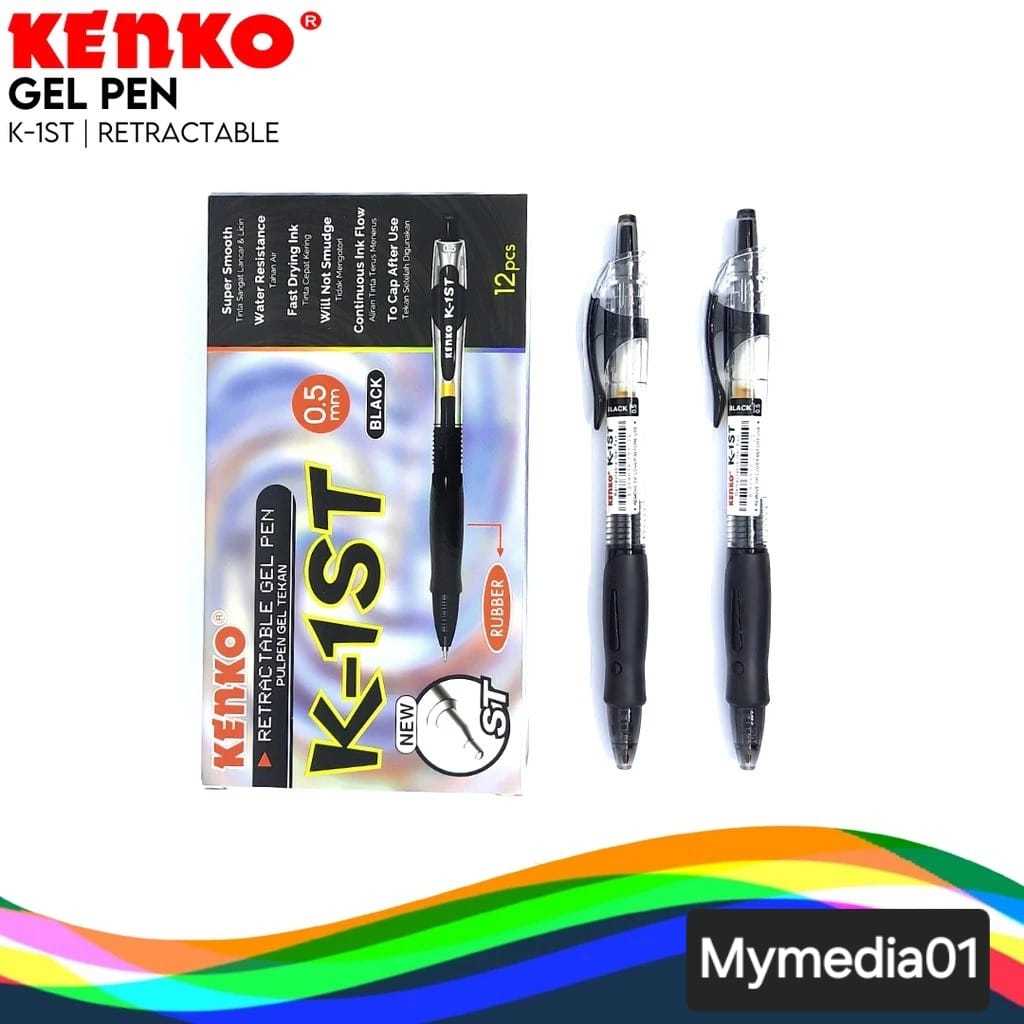 

PULPEN KENKO GEL PEN RUBBER K-1ST HITAM 0,5MM TERMURAH GROSIR 12PCS (1PAK)