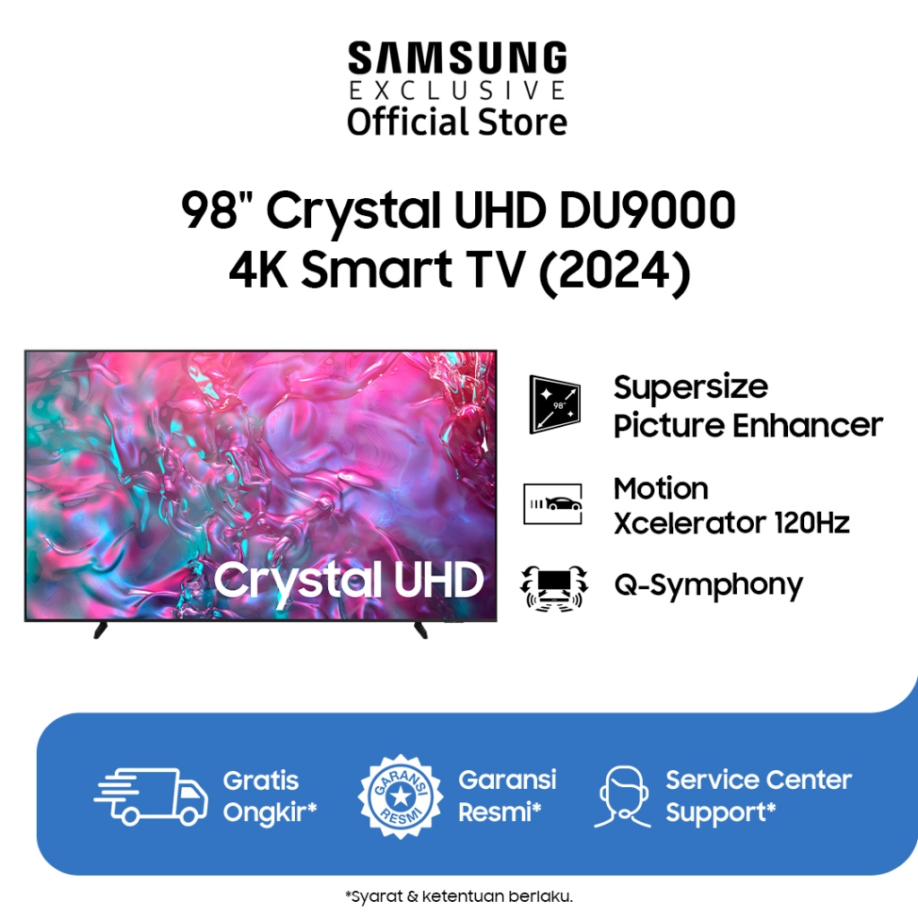 Samsung Smart TV 98" Crystal UHD 4K DU9000 | Supersize Picture Enhancer | UA98DU9000KXXD