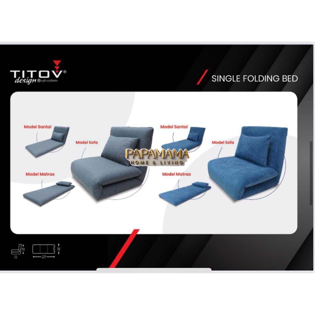 Sofa Tamu Titov Single Folding Bed - Sofabed - Sofa santai - Sofa Lesehan - Medan