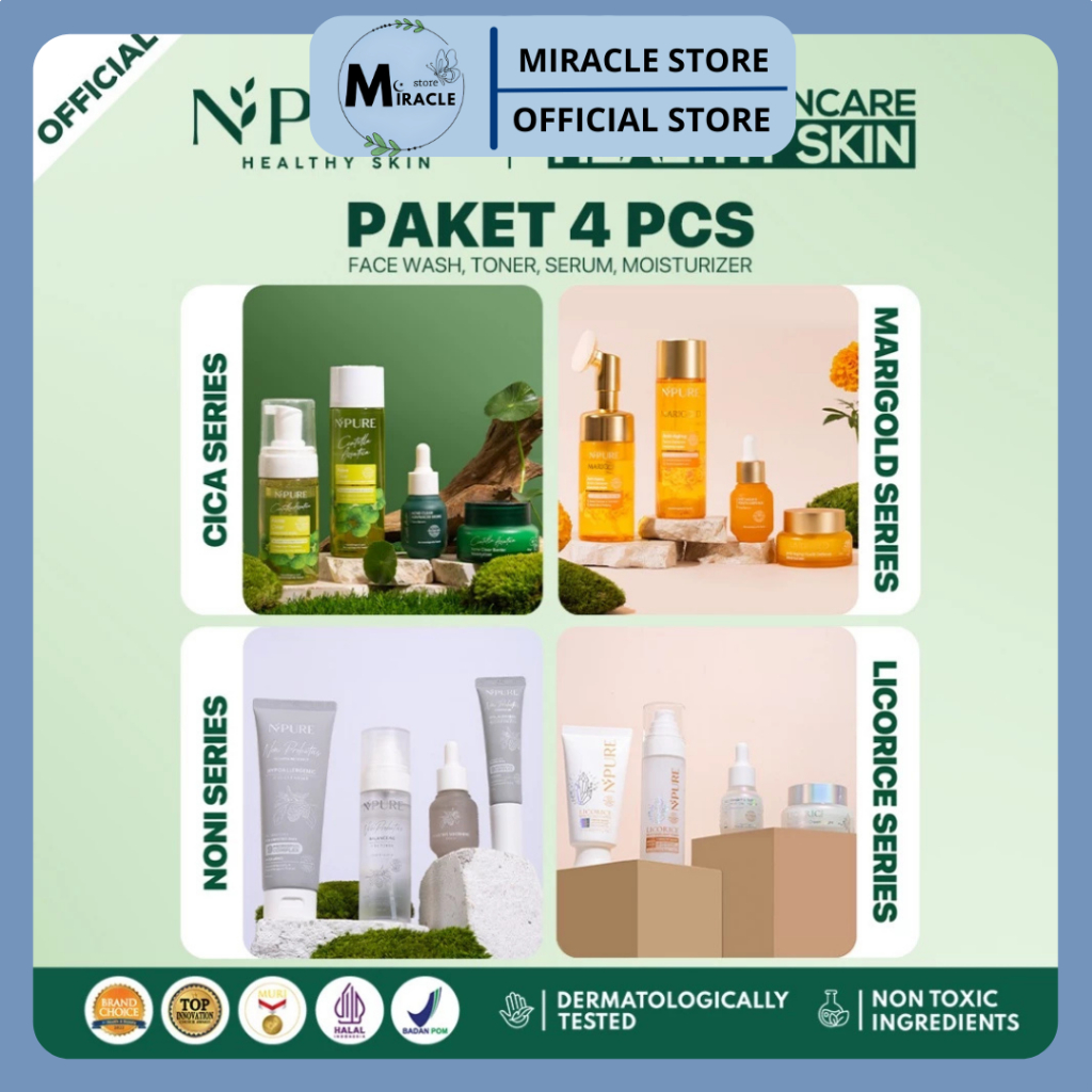 【PAKET 4PCS ALL SERIES】 NPURE Paket Face Wash + Toner + Serum + Moisturizer / Acne / Acne Skincare /