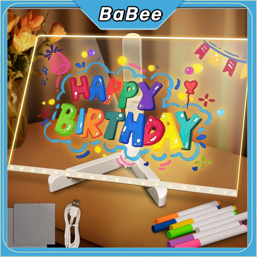 

Babee Toy Papan Glow Art Anak Acrylic Planner List LED Aesthetic DIY Akrilik Drawing Papan Night Light Board
