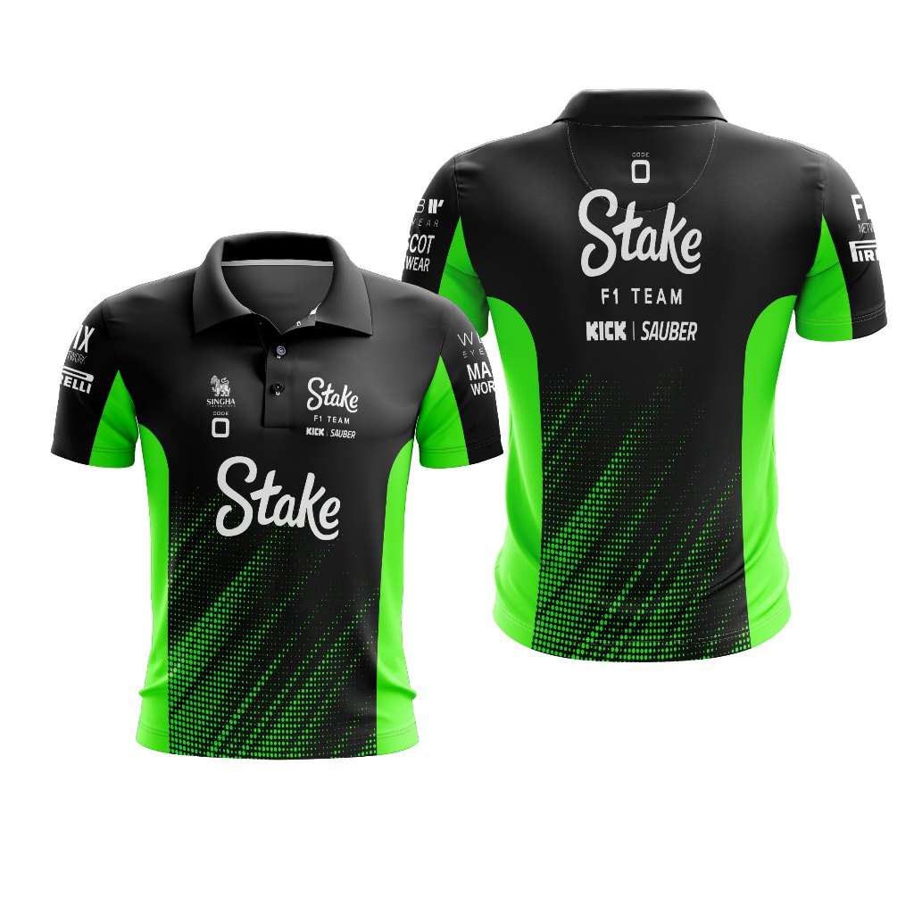 Baju Kaos Polo Wangki F1 Kick Sauber 2025 Balap Mobil Formula Satu Custom Full Printing Free Desain