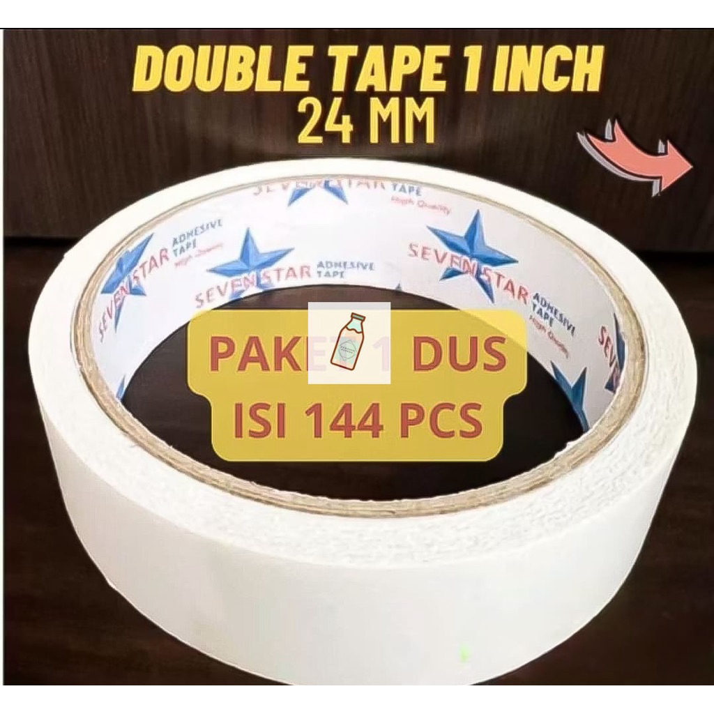 

DOUBLE TAPE SOLASI BOLAK BALIK 24 MM 1 Inch 1 dus isi 144 pcs Surabaya